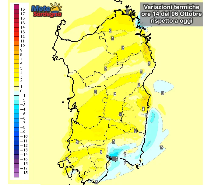 Variazioni termiche1 - Temperature: su martedì, in forte diminuzione mercoledì