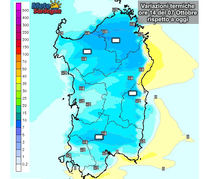 Variazioni termiche2 - Temperature: su martedì, in forte diminuzione mercoledì