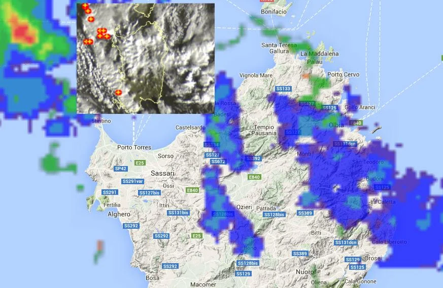 Meteosat19 - Temporali ad ovest, piogge in Gallura e Baronia