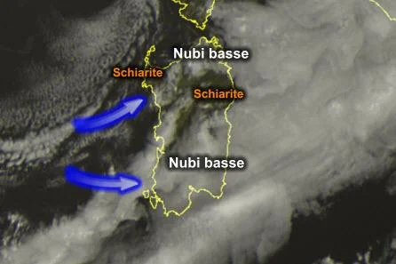 Meteosat7 - Sardegna sempre in balia di nubi marittime