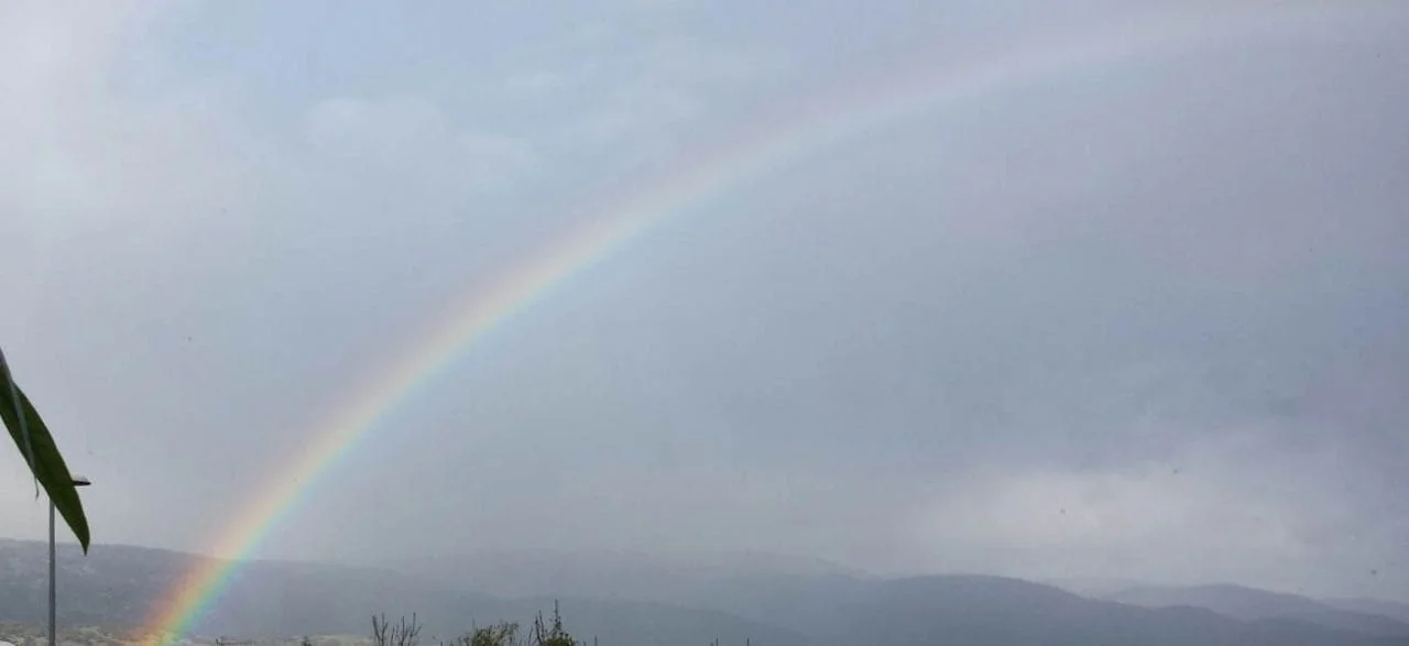 Nuoro - Nuoro, temperatura 5°C. Virghe nevose sui monti e arcobaleno