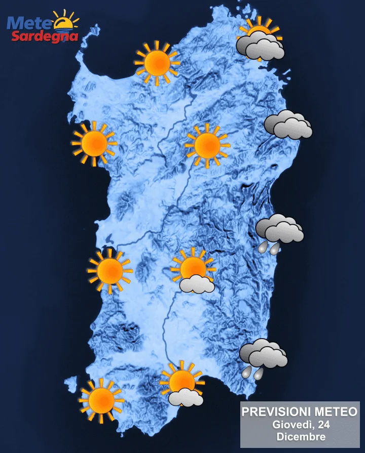 Sardegna - Meteo vigilia di Natale: novità su Sardegna orientale