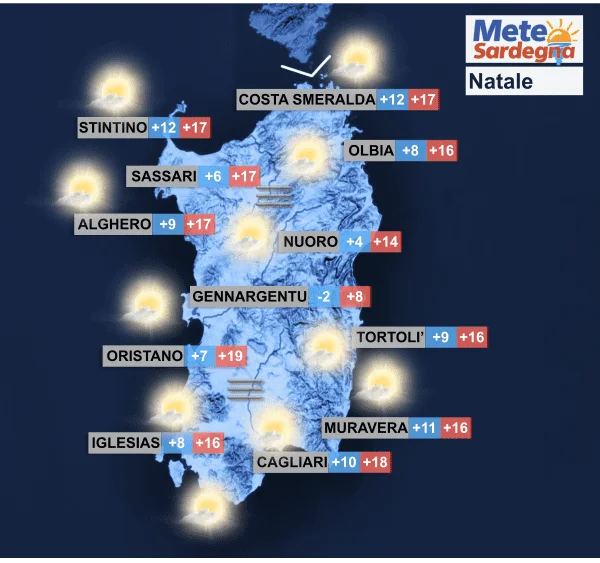 natale 1 - Il Meteo che farà a Natale e Santo Stefano in Sardegna.  Capodanno peggiora