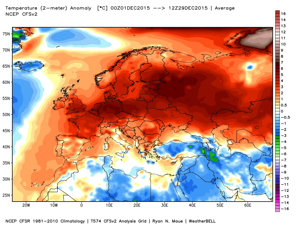 ncep cfsr europe t2m anom1 - Ma dicembre, in Sardegna, è stato davvero caldo?