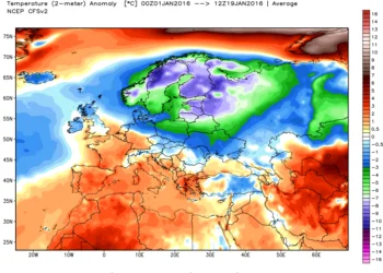 Anomalie termiche1 350x250 - Cambia l'aria, arriva mite da ovest: porterà deboli piogge