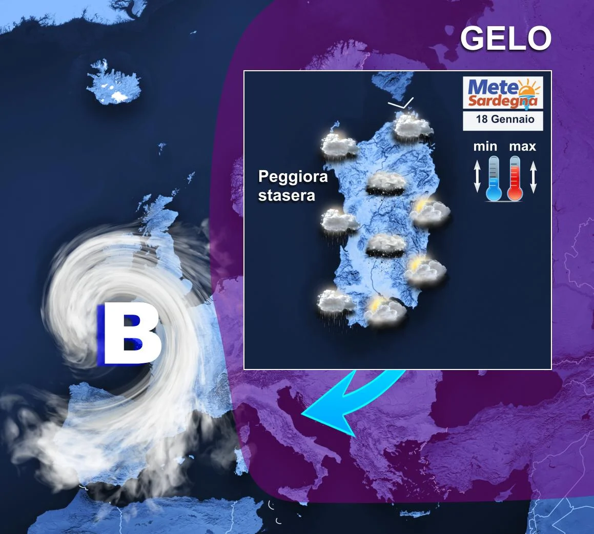 Oggi3 - Freddo e arriva una perturbazione da ovest. Porterà pioggia e neve