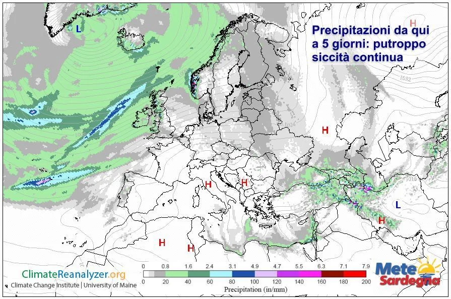 Precipitazioni - Nessuna pioggia nei prossimi 5-7 giorni