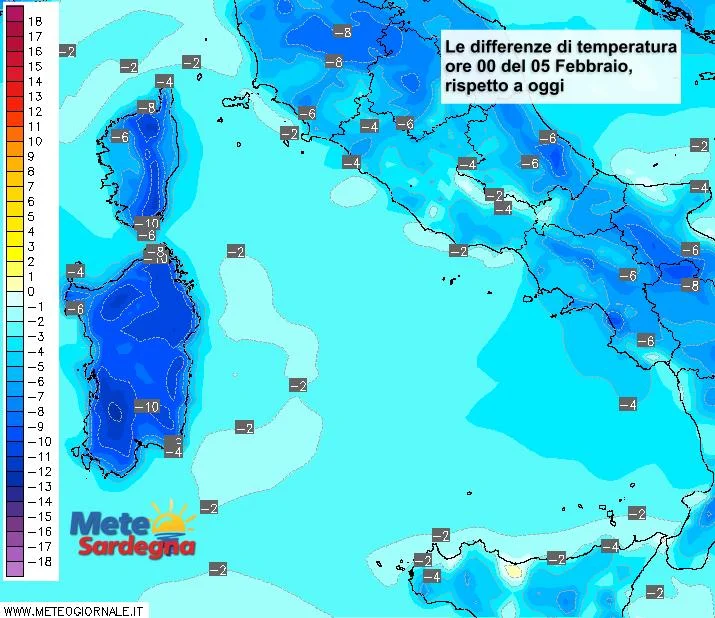 Temperature15 - Metà settimana prossima: crollo temperature, soprattutto le minime