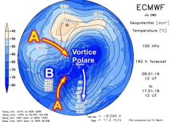 Vortice Polare 350x250 - Arriva una perturbazione, precede l'irruzione fredda