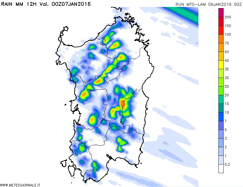 pcp12h 241 - Evoluzione prossime 12 ore: tutto su pioggia e neve