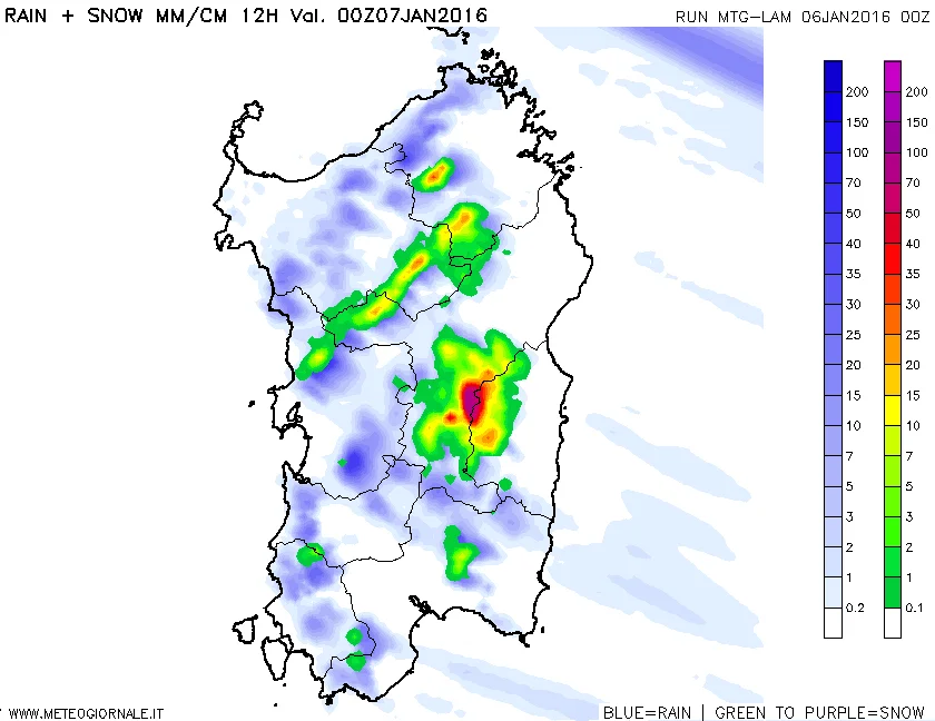 snow12h 24 - Evoluzione prossime 12 ore: tutto su pioggia e neve