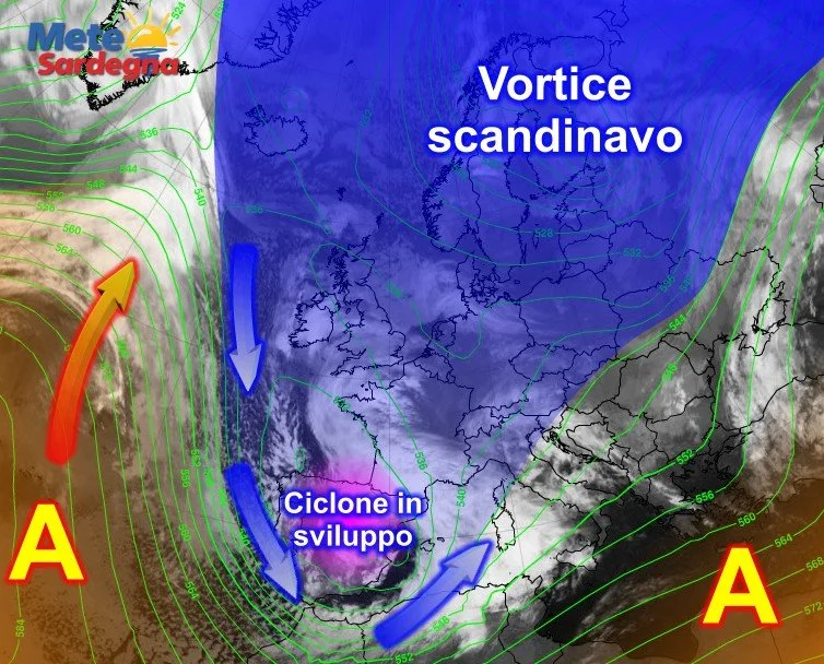 Meteosat 2 - Ciclone in sviluppo: seguiamone l'evoluzione