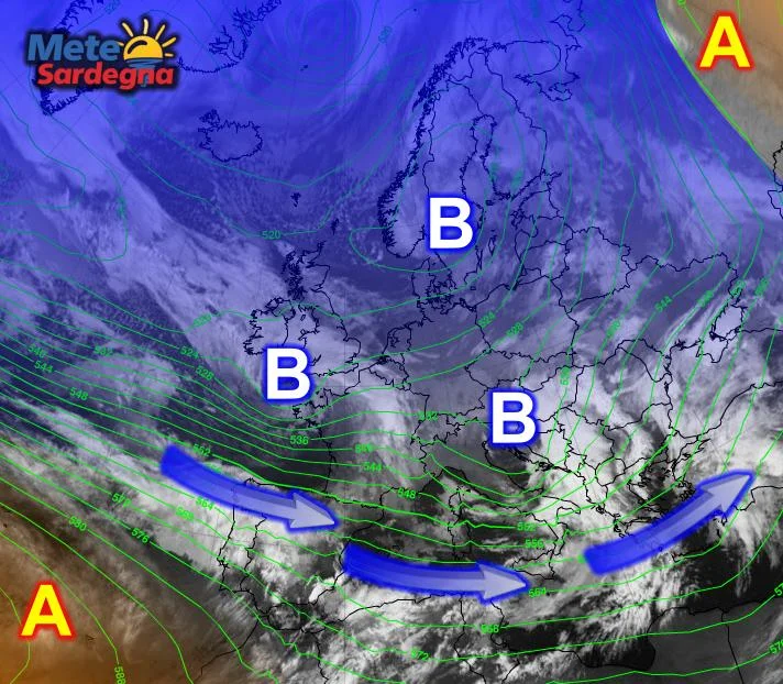 Meteosat5 - Nuove perturbazioni puntano la Sardegna