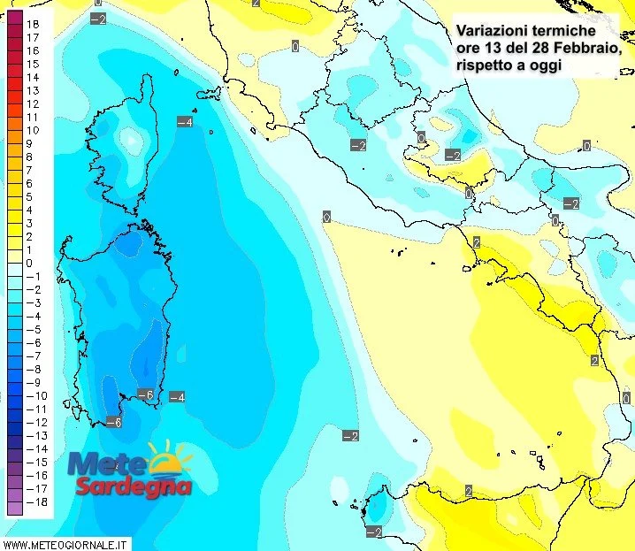 Previsione temperature - Domenica temperature in forte diminuzione