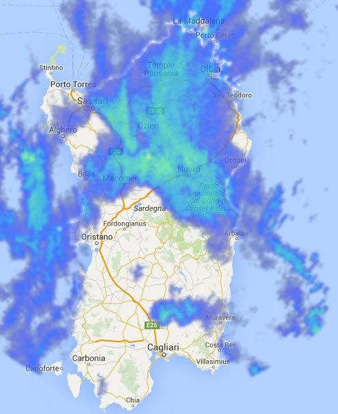 Radar Sardegna 2 - Sardegna centro settentrionale sotto pioggia abbondante