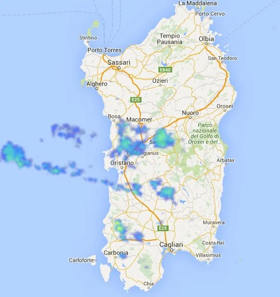 Radar sardegna - Piogge in atto anche stamattina