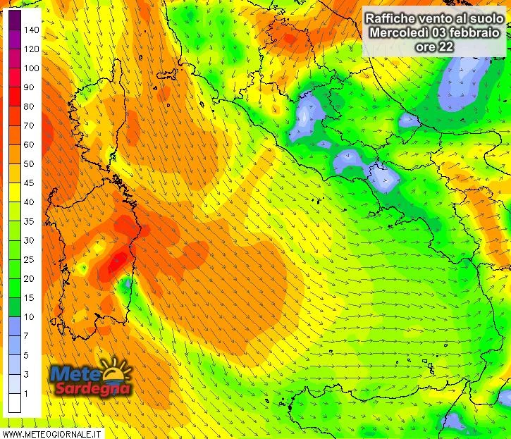 Vento - Mercoledì sera impetuoso Maestrale: porterà l'aria fredda