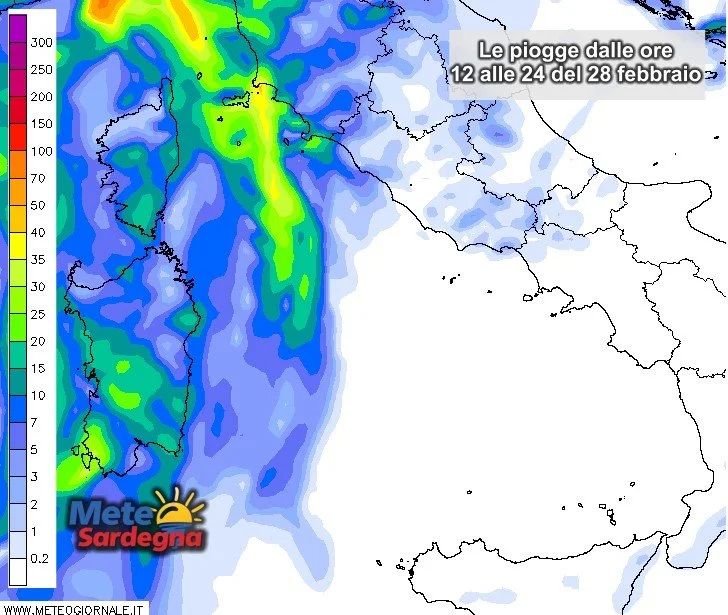 piogge oggi - Previsione pioggia dalle ore 12 alle 24