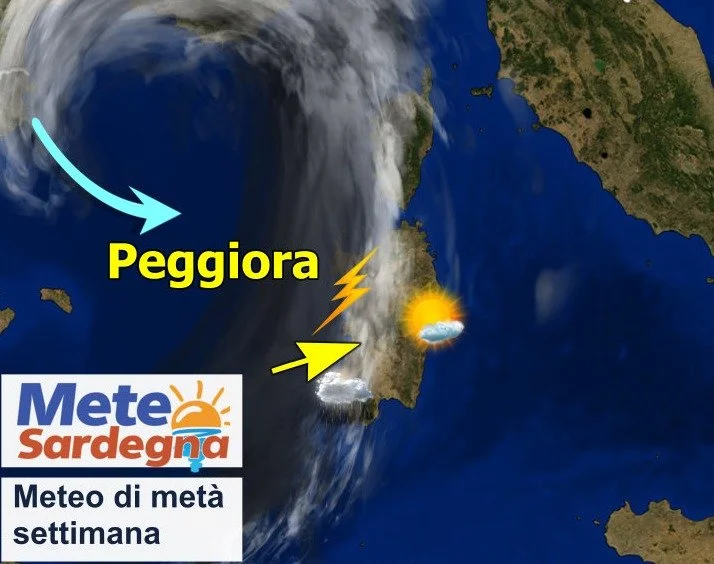 sardegna meteo giovedi 25 - Peggioramento meteo, nuove piogge. Forte maltempo weekend, neve in montagna