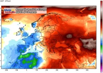 Anomalie termiche 350x250 - Nucleo freddo si estende sul Mediterraneo: instabilità accelera