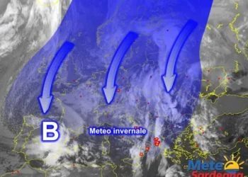 Meteosat Sardegna 4 350x250 - Clou del maltempo invernale, piogge e nevicate. Dal weekend svolta meteo