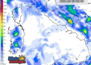 Piogge Sardegna 6 350x250 - Nucleo freddo si estende sul Mediterraneo: instabilità accelera