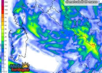 Piogge sardegna 09 marzo 350x250 - Vento di Grecale in rinforzo stasera