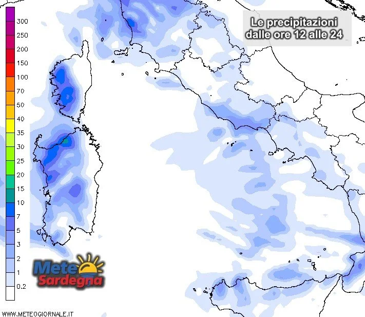 Piogge sardegna - Peggioramento in atto: piogge più intense dal pomeriggio