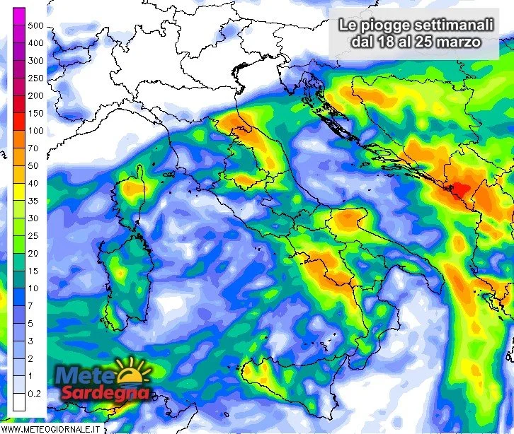 Piogge settimanali 1 - Settimana di Pasqua a due marce: dalla primavera al forte maltempo invernale