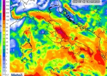 Piogge settimanali 350x250 - Clou del maltempo invernale, piogge e nevicate. Dal weekend svolta meteo