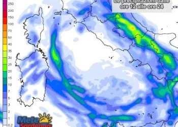 Precipitazioni Sardegna 350x250 - Vento di Grecale in rinforzo stasera