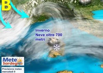 sardegna maltempo meteo inverno pioggia neve 350x250 - Vento di Grecale in rinforzo stasera