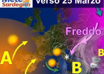 sardegna meteo prossima settimana maltempo piogge primavera pasqua 350x250 - Forte peggioramento martedì 22 marzo