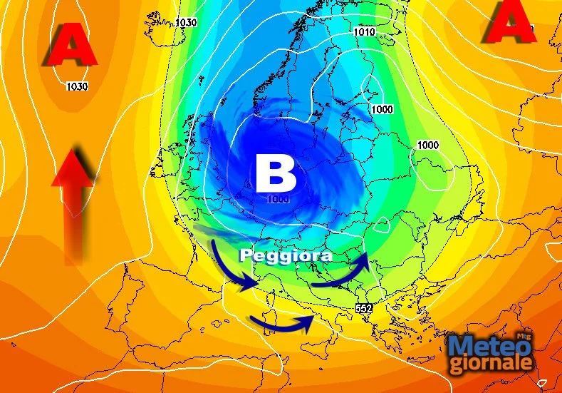 25 aprile - Sempre più probabile il peggioramento meteo del 25 aprile