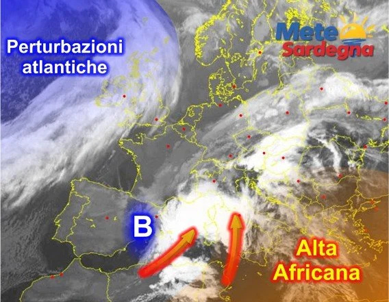 Meteosat Sardegna - Attenzione alla perturbazione africana