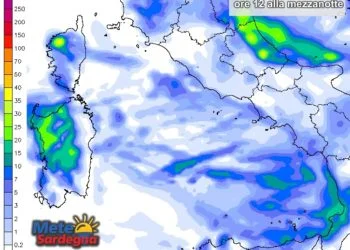 Piogge Sardegna 3 350x250 - Violento rialzo delle temperature minime nel fine settimana