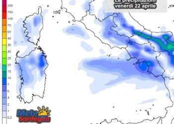 Precipitazioni Sardegna 350x250 - Vento in rapido rinforzo da stasera