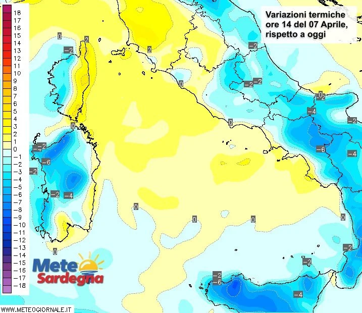 Variazioni temperatura - Prime, forti diminuzioni di temperatura giovedì