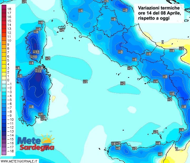 Variazioni temperature - Crollo delle temperature venerdì: tornerà un po' d'inverno