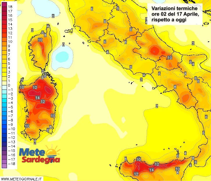 Variazioni termiche 1 - Violento rialzo delle temperature minime nel fine settimana