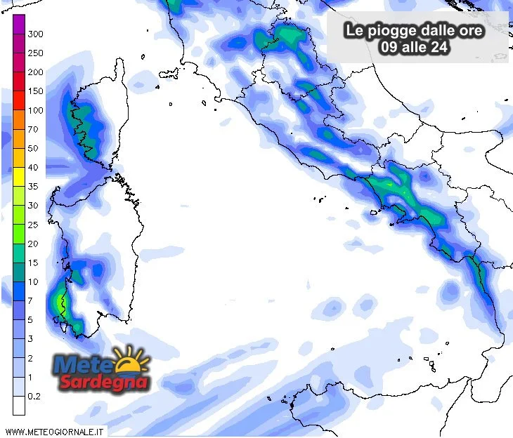 Piogge 9 - Prossime ore a rischio acquazzoni e temporali su settori ovest