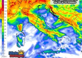 Piogge settimanali 350x250 - Le massime più alte nel sassarese