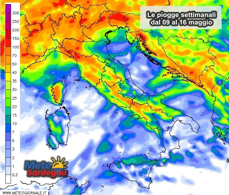 Piogge settimanali - In settimana attese piogge, più consistenti a ovest