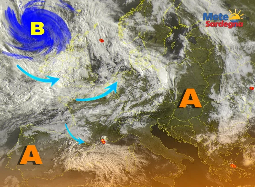 Meteosat 20 - Nuvole in Sardegna: piccole crepe nell'Anticiclone