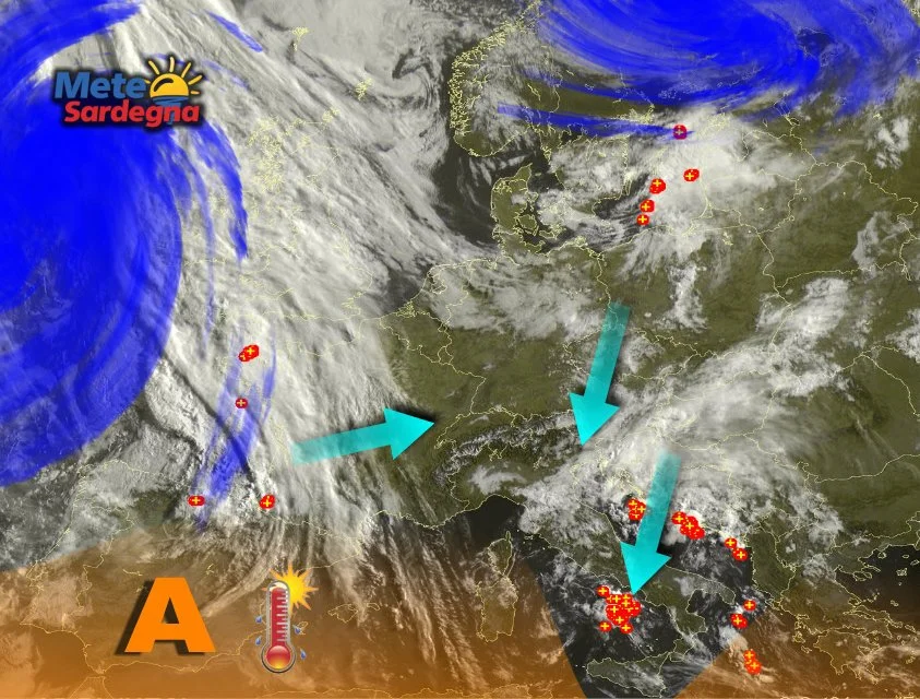 Meteosat 5 - Alta Pressione vs perturbazione atlantica: chi la spunterà?