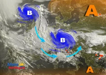 Meteosat Sardegna 350x250 - Meteo peggiora, in arrivo nuovi temporali anche forti. Le zone più colpite