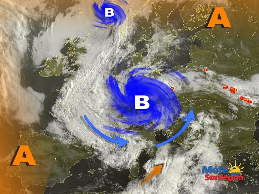 Meteosat - Avanzano minacciose nubi da ovest