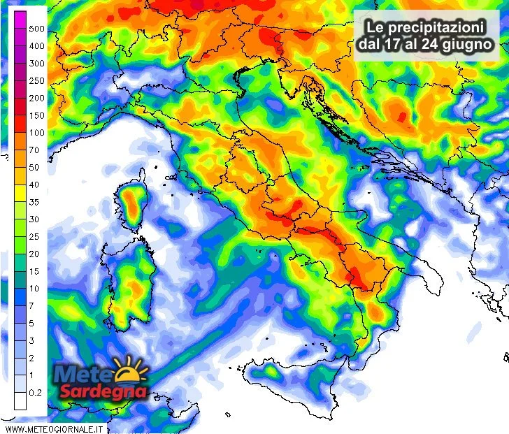 Precipitazioni settimanali - Confermate piogge intense