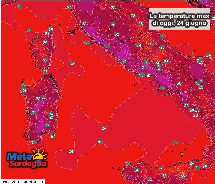 Temperature 1 - Oggi punte di 35-36°C