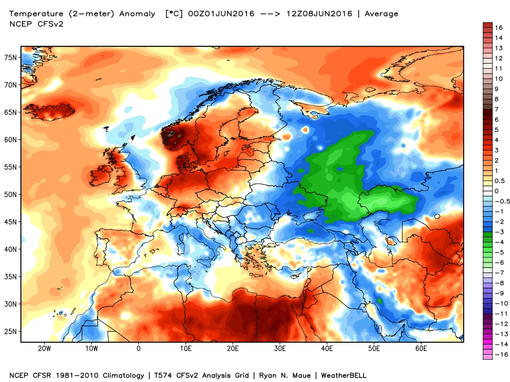 anomalie termiche - La prima settimana di giugno è stata fresca